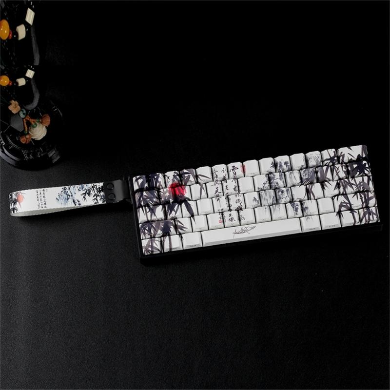 Bambuswald-Thema PBT Tastenkappen Originalprofil Farbstoff Sub Seitendruck Für 61 64 68 ANSI ISOs Mechanische Tastaturen