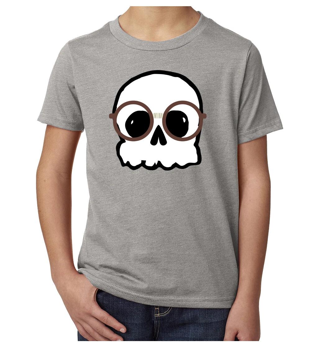 Nerd Skull Kid s T-Shirts, Funny Graphic Tees, Halloween Kid s T-Shirts! L