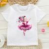 Kawaii Girls Tshirt Ballet Dance Print Tshirt Girls Birthday Gift Clothing Tshirt Fashion Summer Girls Pink Short Sleeved Tops