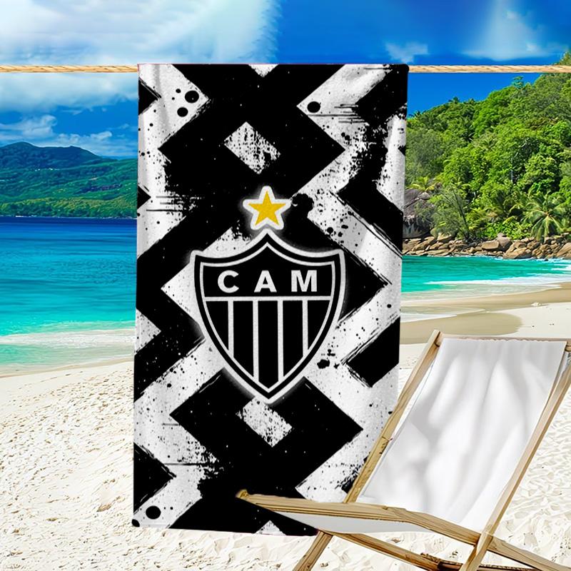 Black And White Stripes With Shield Printed Beach Towel, Super Soft Microfiber, Perfect Gift Birthday, for Pool, Beach, Travel, for family and friend