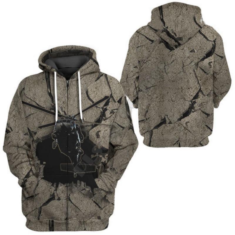 Spring Men's Cardigan Top Loose Comfortable Long-sleeved Hooded Jacket Fashionable 3D Digital Abstract Printed Sweatshirt