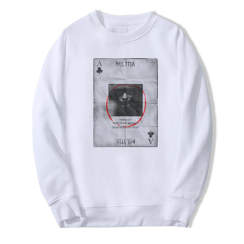 

Свитер Harajuku Толстовка с круглым вырезом Fence Hvt Print Fashion Свободный белый топ большого размера Xs-5XL