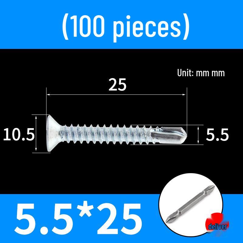 Galvanized Black Phillips Countersunk Self-Drilling Screws M4.2-M4.8, National Standard Flat Head Swallow Tail, Self-Tapping Screws.