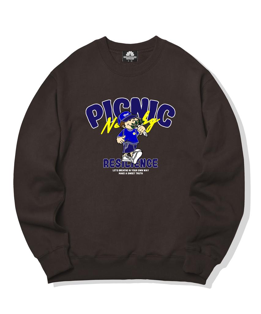 TRIPSHION Picnic Boy Graphic Crewneck - Brown