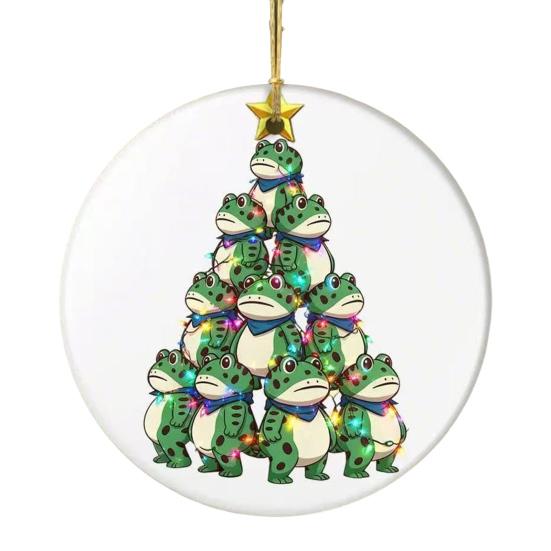 Frog Christmas Ornament Funny Frog Meme Christmas Decoration 2D Acrylic Holiday Keepsake for Xmas Tree Car Decor