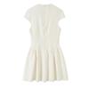 Autumn European and American Women's Clothing Contrasting Color Buckle Lace Short-sleeved Dress