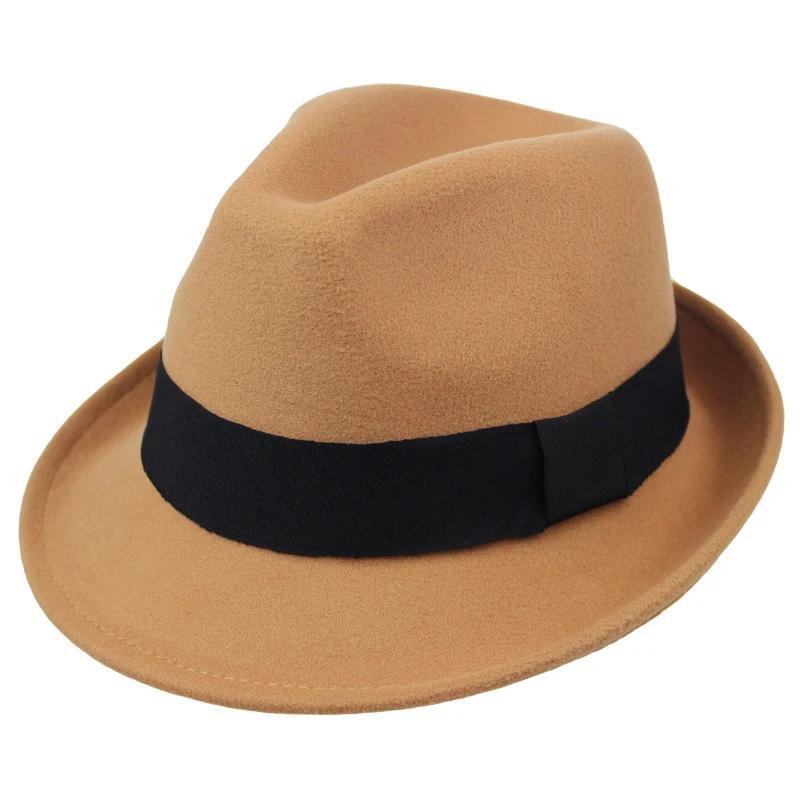 Home Prefer Herren Wollfilz Winterhut Kurzer Schirm Hochzeitsfeier Festival Fedora Hut