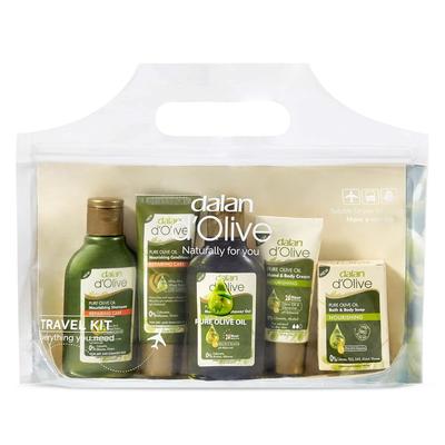 Dalan Di Olive Reise-Shampoo + Spülung + Duschgel + Hand- & Körpercreme + Seifenset, 1 Set