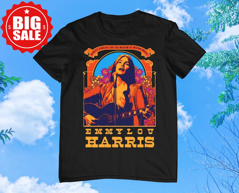 Rare! Emmylou Harris In Tour Heavy Cotton Black Unisex T Shirt All Size BL364 Unisex T-Shirt M