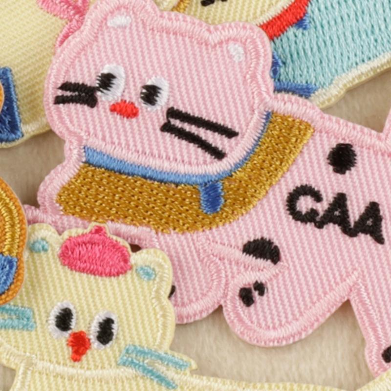 9 Pcs Cartoon Cats Embroidered Patches Iron on Patches Animal Decorative Patches Sewing on Applique Patches for Clothes