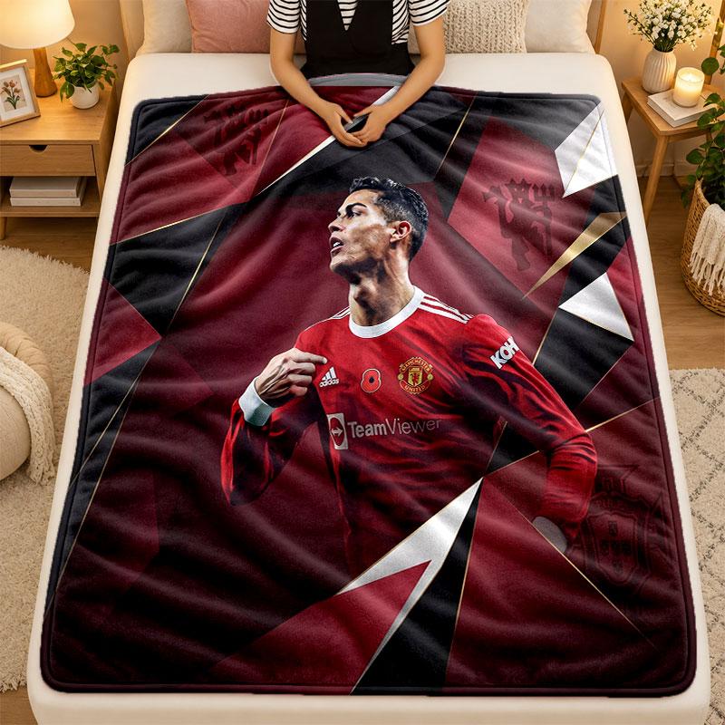 Flannel BlanketCristiano Ronaldo Warm Soft Throw Blanket for Indoor Sofa Bed Living Room Use