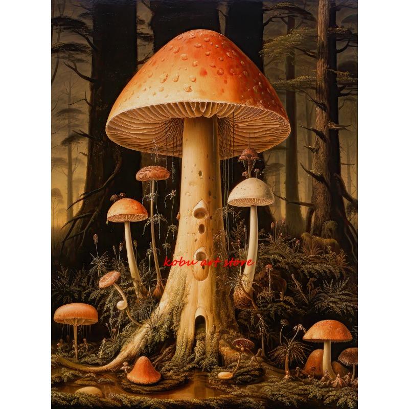 Dark Academia Antique Mushroom Botanical Vintage Posters and Prints Canvas Paintings Wall Art Picture for Living Room Home Decor
