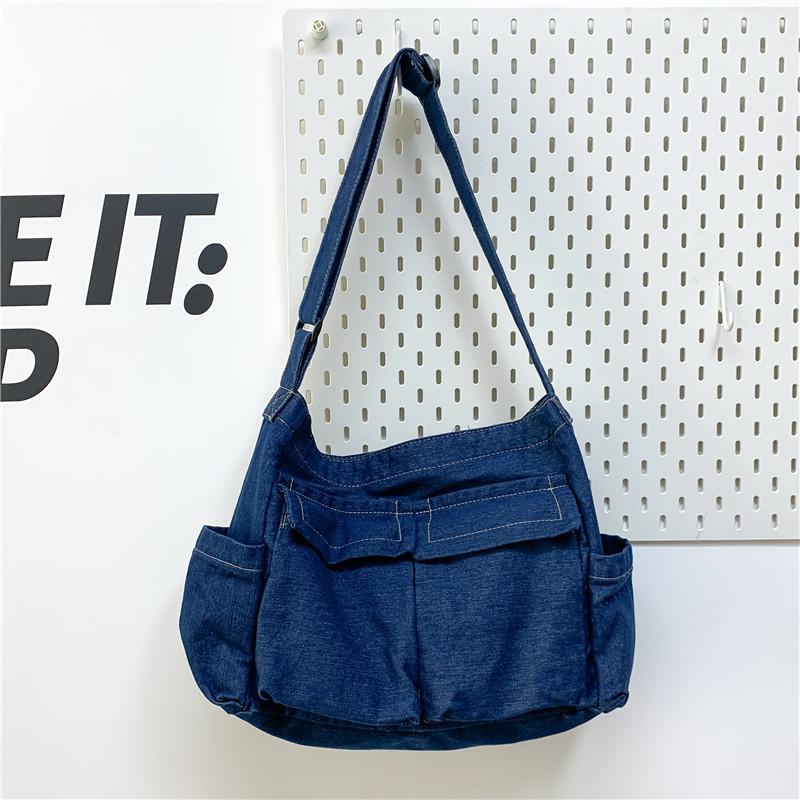 Джинсовая сумка Женская большая вместительная сумка через плечо Студенческая сумка через — фото 13