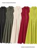 Spring 2026 European & American Style Women's Midi Dress: French Design, Round Neck, Sleeveless, Waist-Cinching, Commuter Chic