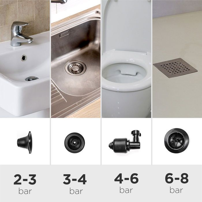 Déboucheur à air comprimé - INNOVAGOODS - 5 en 1 - Manomètre intégré - 7 accessoires - Écologique
