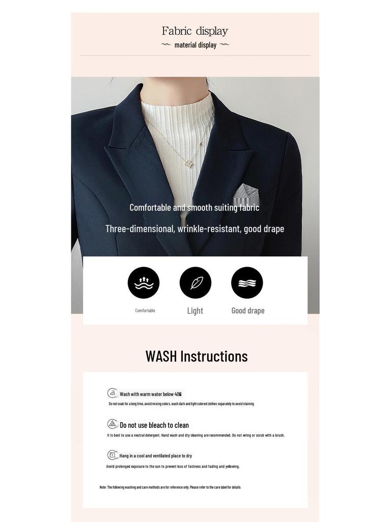 Women's Black Autumn Waist-Slimming Suit Jacket Workwear Set