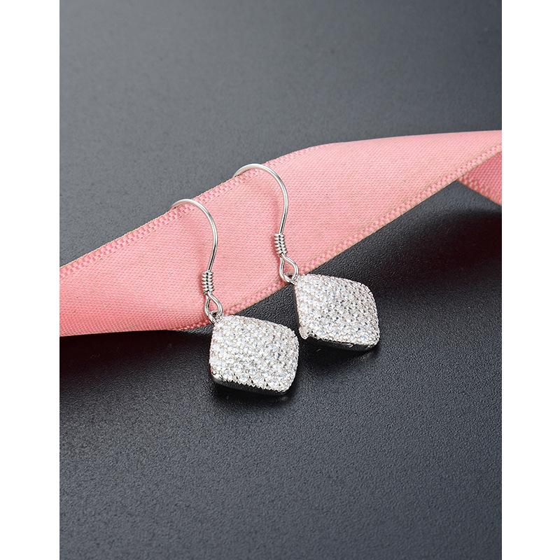

Korean Ins Style Diamond Rhombus s925 Sterling Silver Dangle Earrings S925 Silver
