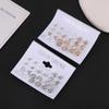 12 Pairs/Set Of Stud Earrings Pearl Zircon Card One Week Stud Earrings Simple Design Stud Earrings