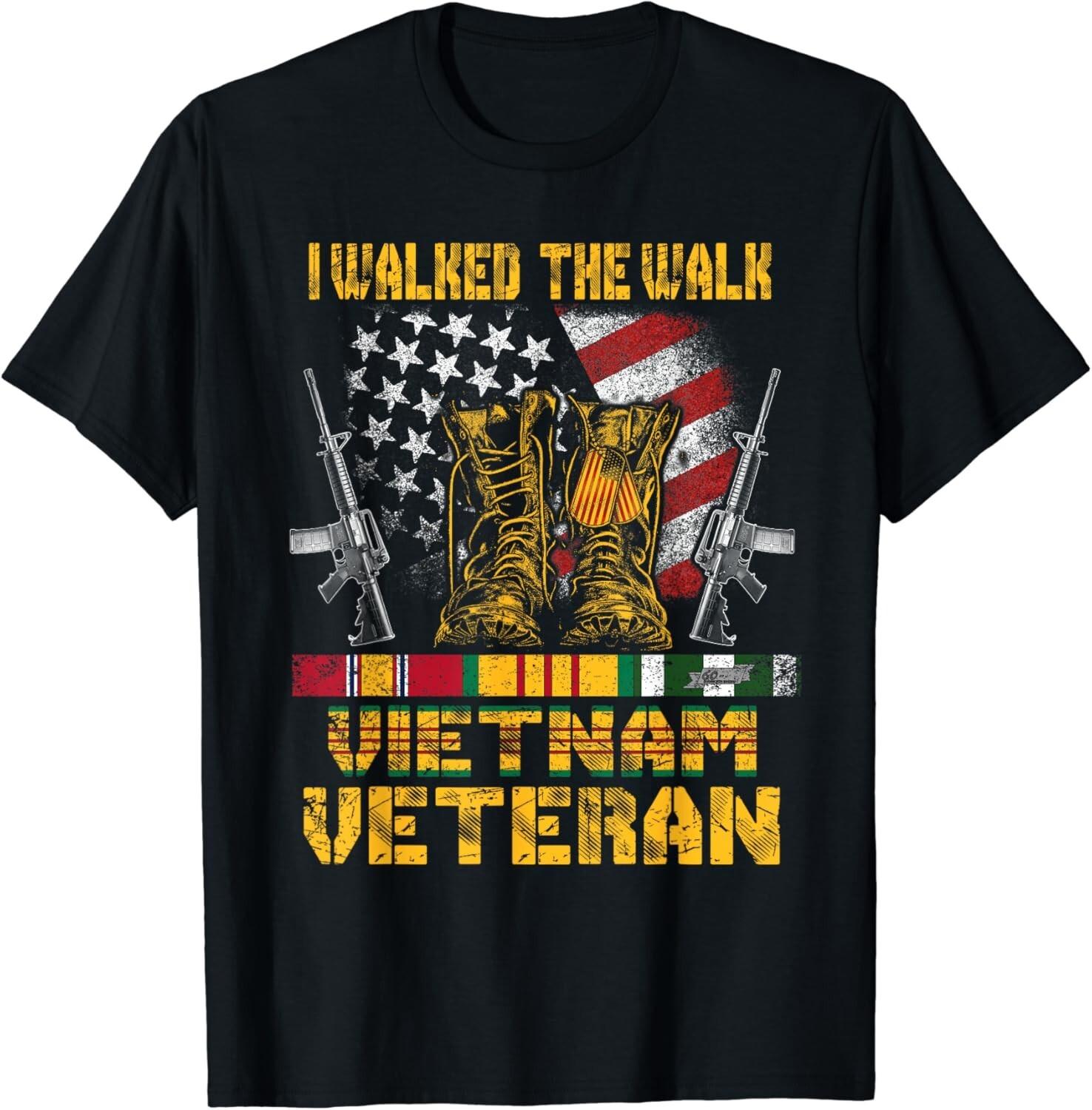 

Vietnam Veteran With US Flag With Combat Boots Patriotic Gift Unisex T-Shirt 5XL різнокольоровий