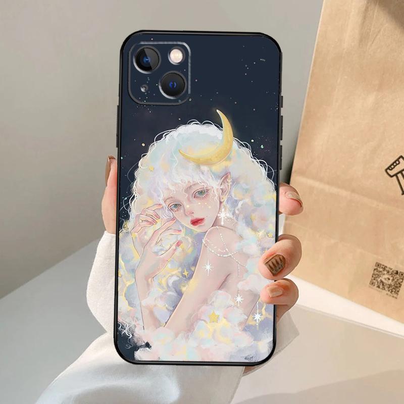 Cute And Beauty Girl Color Painting Phone Case For iPhone 17 Air 16 15 13 11 12 14 Pro Max 13 12 Mini 15 16 Plus 16e Cover Coque