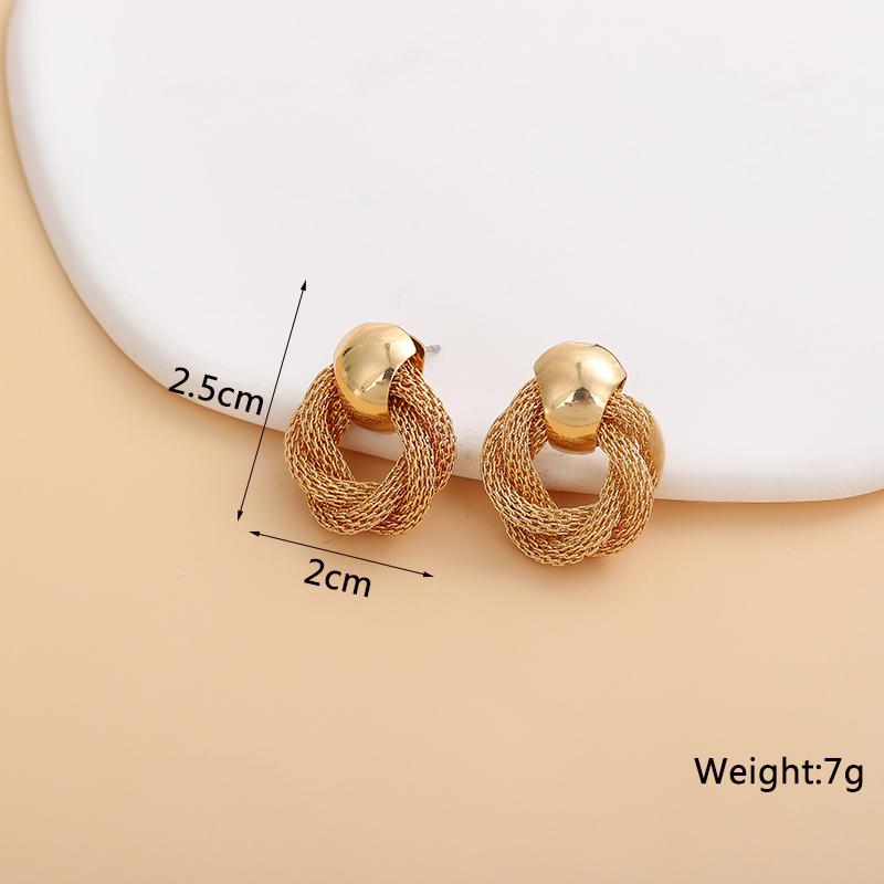 New Fashion Braided Dangle Earrings for Women Gold Color Metal Drop Wrap Punk Personality Female Zircon oorbellen voor vrouwen