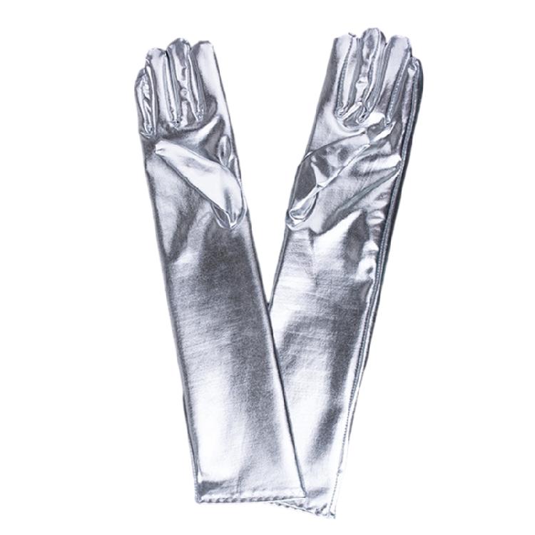 Women Wet Look Metallic Long Gloves for Wedding Opera Party Dress Accessories