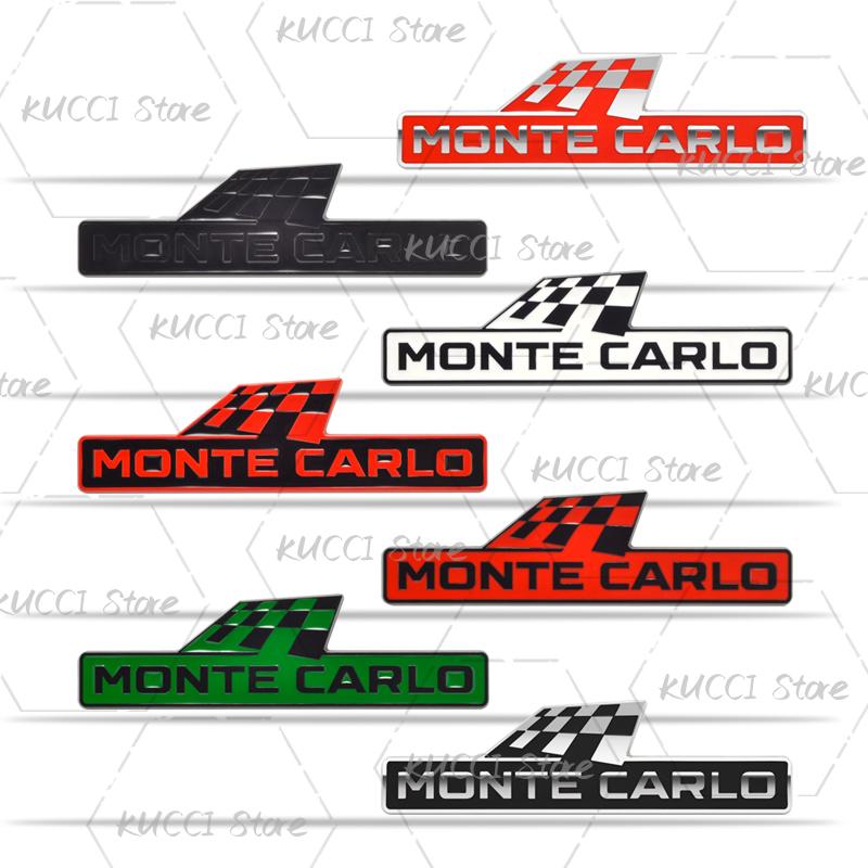 AAABV1 Alloy Metal Monte Carlo Racing Flag Grille Emblem Rear Trunk Badge Sticker For Skoda Fabia Octavia Kodiaq Superb VRS Kamiq Rapid