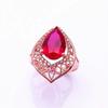 Russian Purple Gold European And American Luxury Ruby Ring Plated Rose Gold Water Drop-Shaped Hollow Ring Women'S