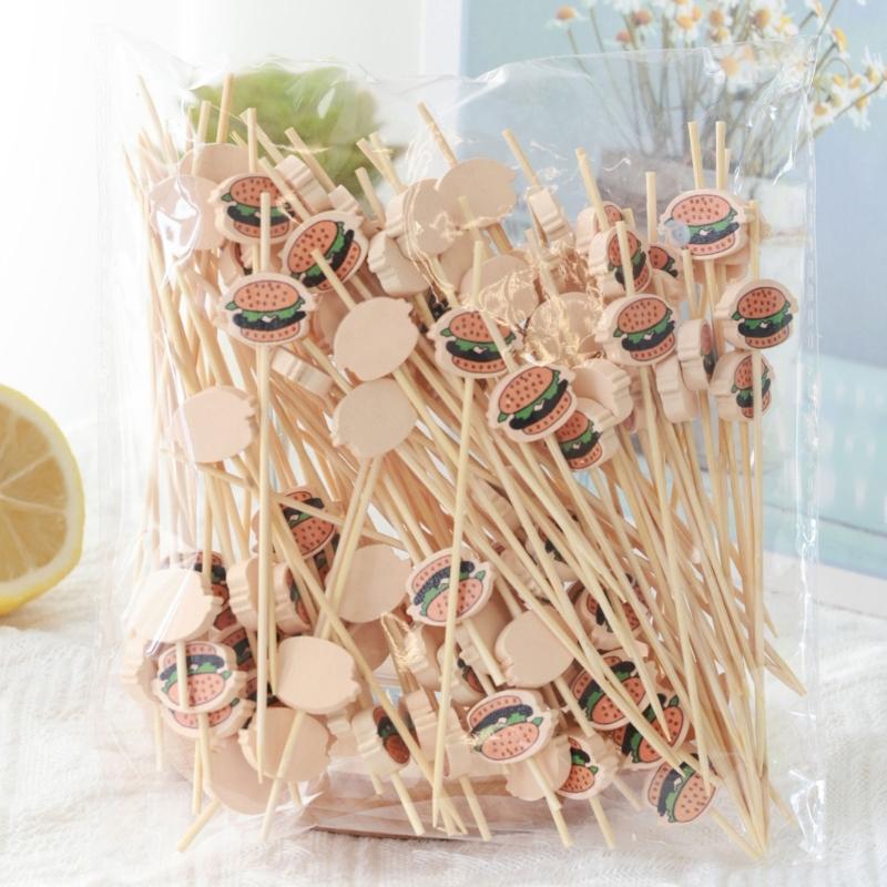 Pack Of 100 User Friendly Bamboos Skewers Camping Utensils For Cocktails Fruit Decorations Wedding Parties Supplies