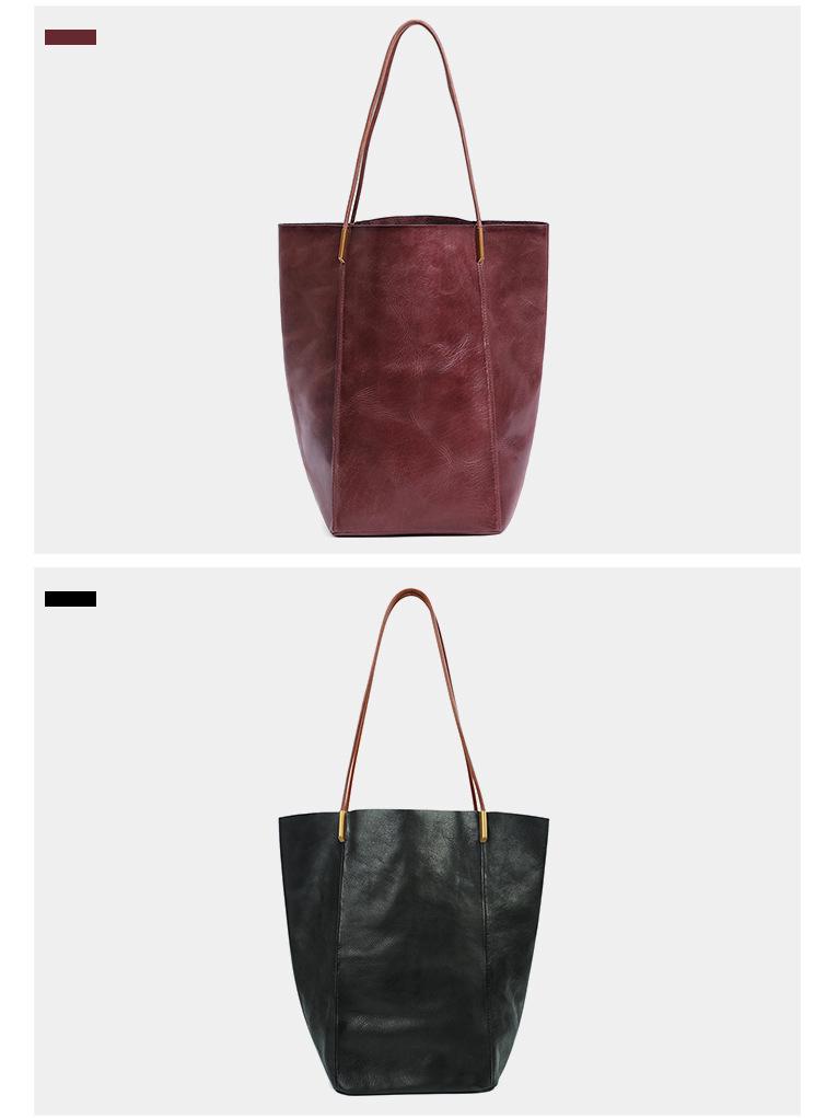 Genuine Leather Large Capacity Tote Bag for Women - High-End Commuter Shoulder Bag