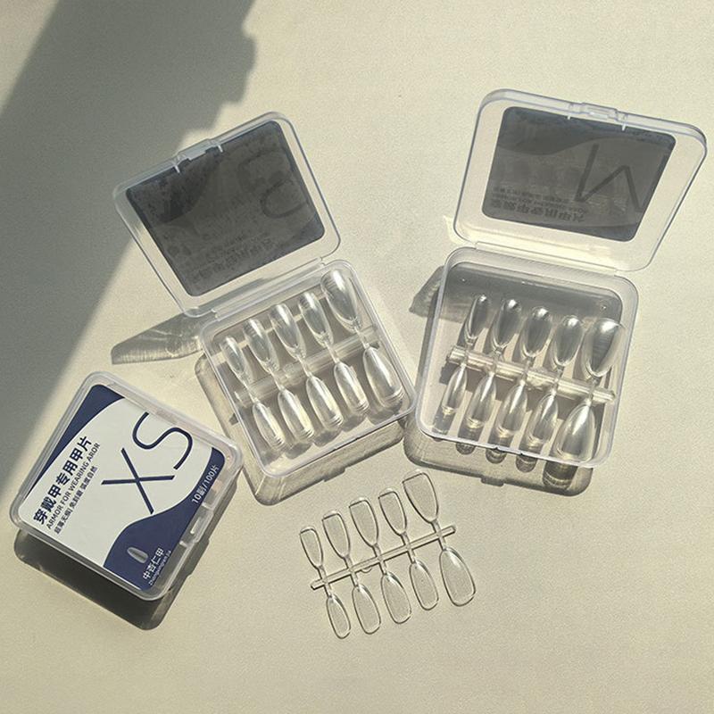 100 Buc. Unghii False Scurte Migdală Mate Transparente Perfecte Pentru Designul Unghiilor Și Extensii de Salon Perfecte Pentru Întâlniri Și Purtare Zilnică