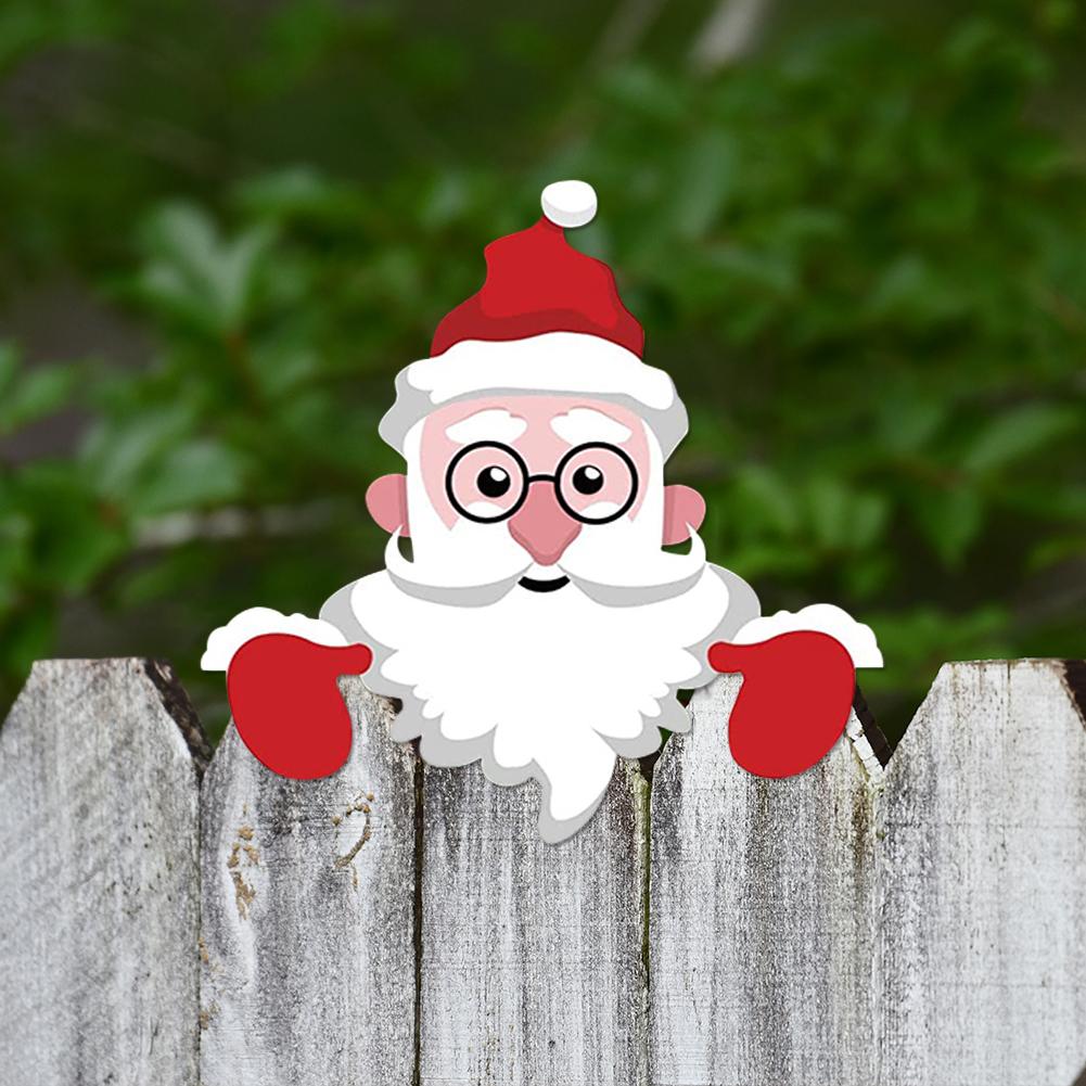 Christmas Fence Peeker Decoration Santa Snowman Dwarf Christmas Decoration Diy Chrisrmas Garden Yard Outdoor Art Sign Decoration