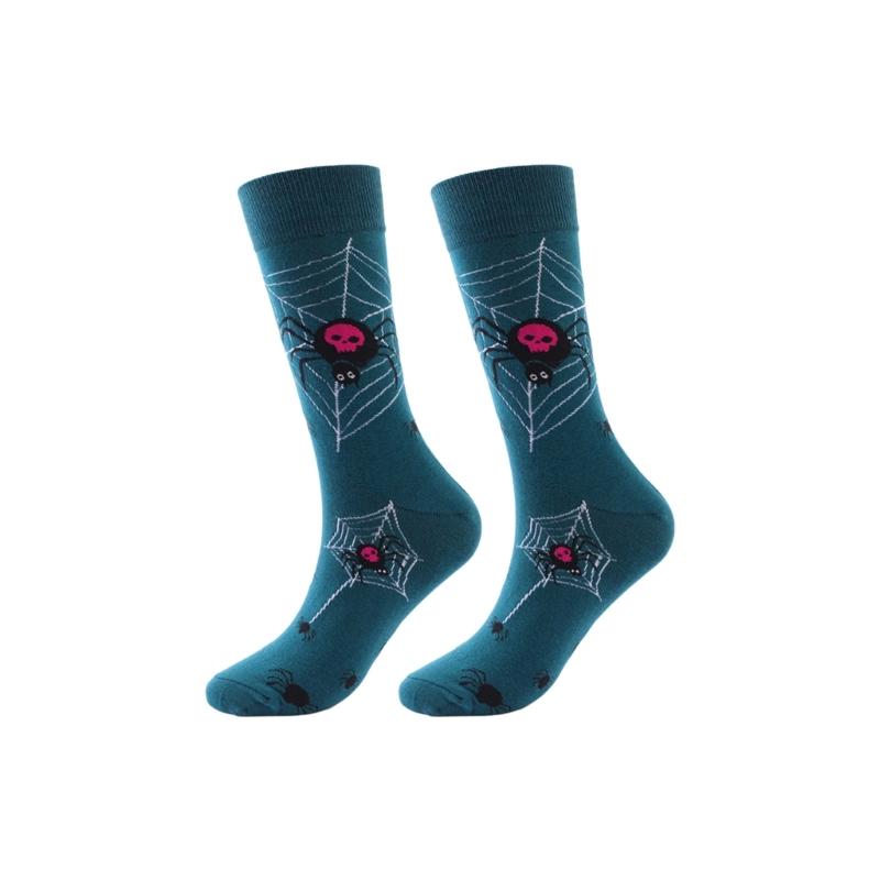 

Festive Cotton Crew Socks Unisex Halloween Gift With Pumpkin Ghosty Patterns For Party Daily Wear