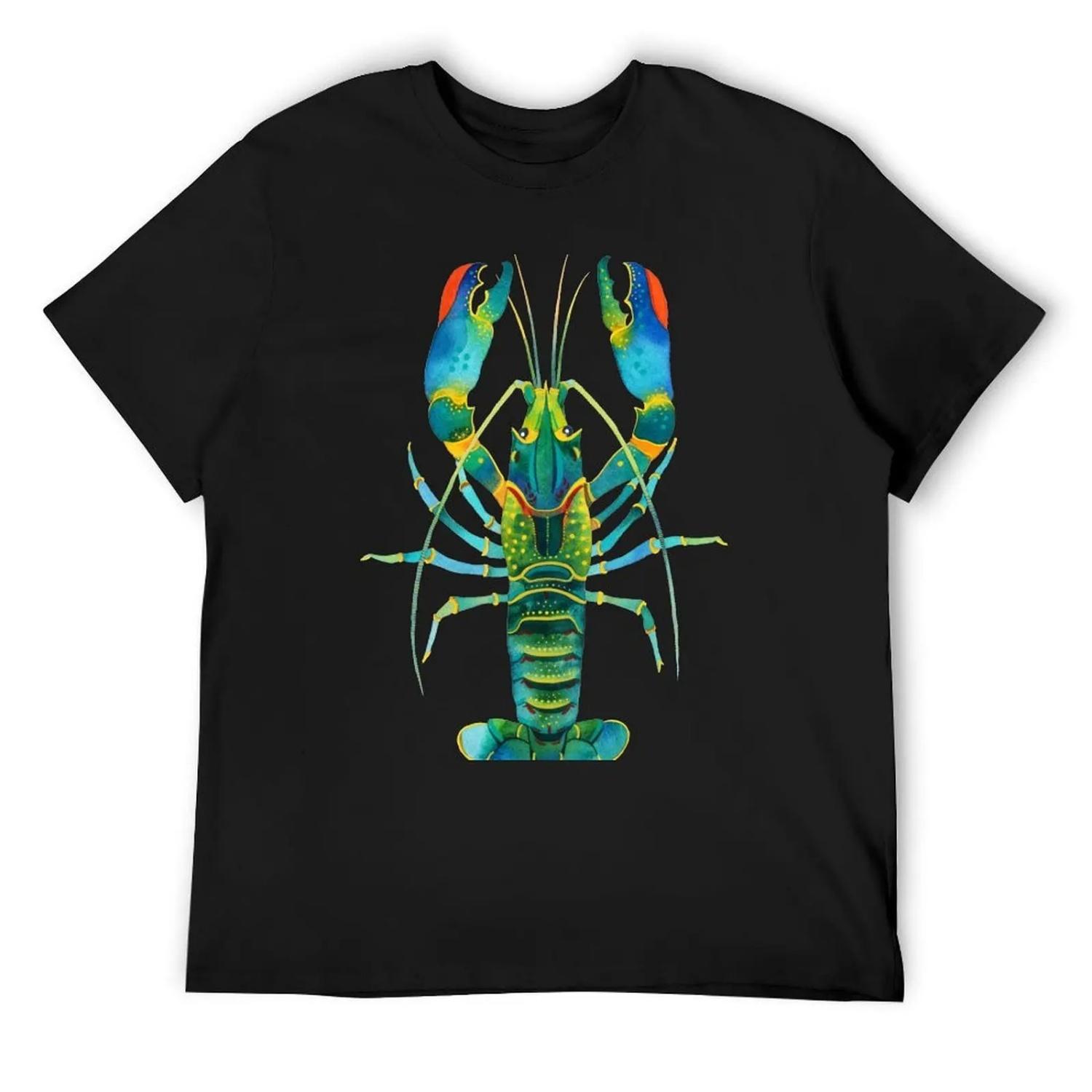 

Camiseta de langosta turquesa camiseta esencial con cerradura azul ropa de verano camisetas blancas lisas de secado rápido XXXXXL чорний