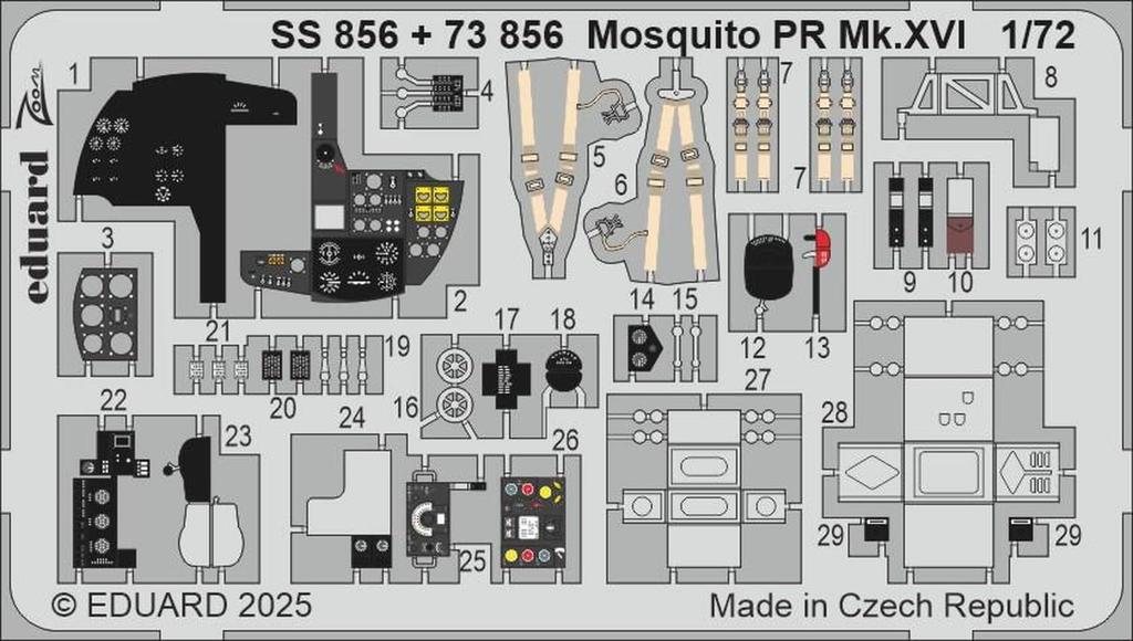 Eduard Mosquito PR Etching Parts Plastic Model Parts EDU73856 1/72 Photo-Etched D.H. Mk.XVI (Special Hobby) (Airplane)