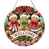 2D Merry Christmas Wooden Sign Red Black Plaid Gingerbread Man Wall Hanging Decor Front Door Porch Home Holiday Decorations