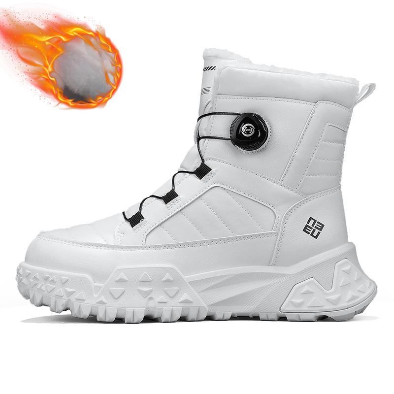 

Мужские зимние ботинки на шнуровке, водонепроницаемые теплые ботинки по щиколотку, нескользящая меховая подкладка, короткие ботинки, высокие кроссовки для активного отдыха, походная обувь для мужчин 44