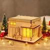 Wooden LED Lighted House Ornament Handcrafted Glowing Christmas House Decoration Xmas Holiday Party Desktop Decor