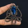 Natural Octopus Blue Labradorite Gemstone Copper Wire Wrap Pendant 3.35" f7C95