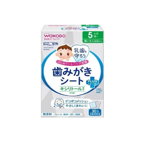 Wakodo [Bulk Purchase] Niko Pika Toothbrushing Sheets for Babies, 30 Packets [x2 Packs]