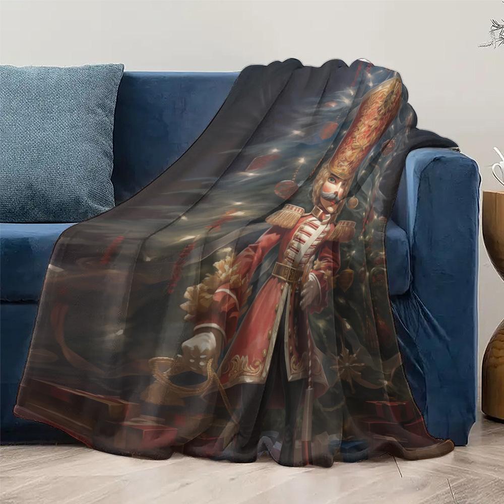 Tuniu Nutcracker Christmas Blanket Winter Sofa Bed Throw Decorative Warm Gift