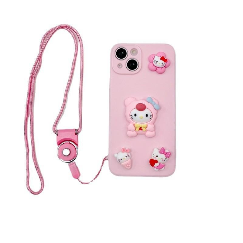 Applicable to iphone17 mobile phone case Apple 16promax three-dimensional cartoon 15 cute KT Melody 14 lanyard
