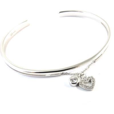 [P0179] - Open Silver Bracelet 'Love' Silver White (rhodium-plated)