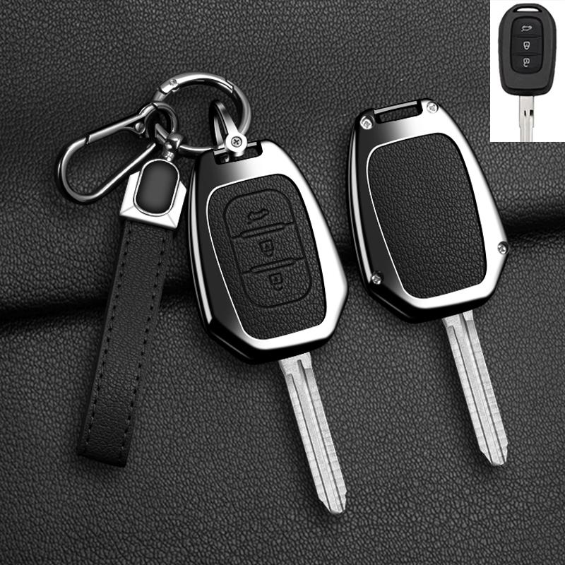 

For Renault Kwid Traffic Symbol For Dacia Sandero Logan Duster - Zinc Alloy Leather Car Key Case Cover Auto Accessories