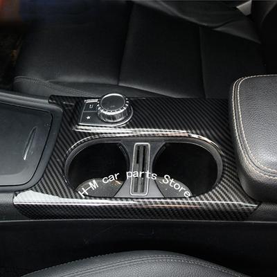 Decoração de Acabamento da Moldura do Porta-Copos da Console Central Cor Fibra de Carbono Para Mercedes Benz GLA X156 CLA C117 Classe A W176 Volante à Direita