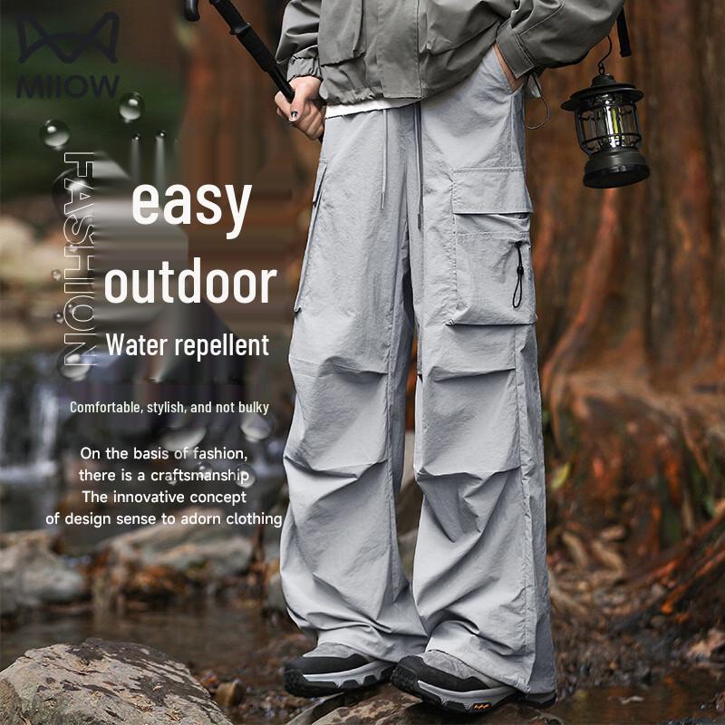 Men s Outdoor Windproof Waterproof Wide-Leg Cargo Pants M