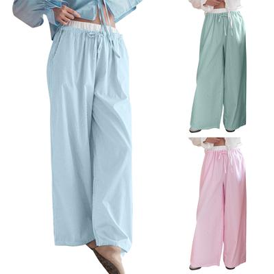 Women's Striped Loose Tie Elastic Waist Pants Women's Casual Pants