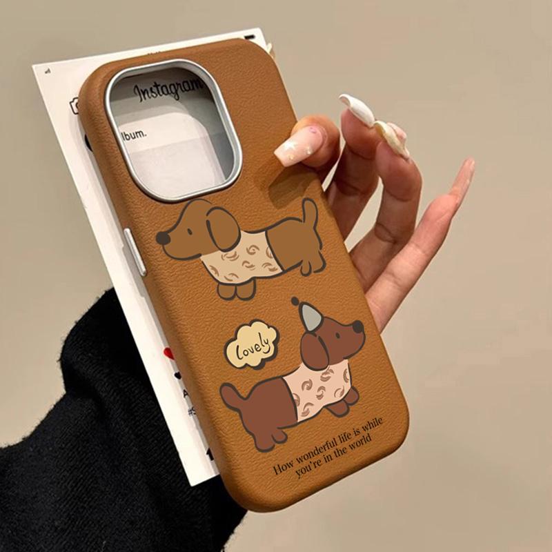 Ins Vintage Dachshund Black Stripe Polka Dot Print Phone Case For iPhone 11 12 13 14 15 16 Pro Max XS X XR 7 8 16 Plus 16E Cover
