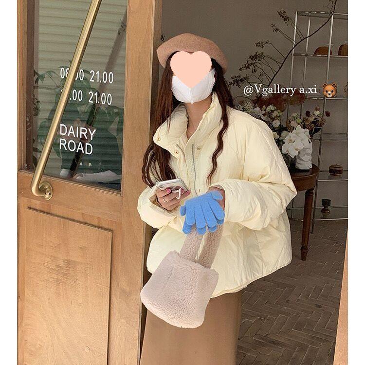 2024 Petite Korean Style Blue Women's Short Down Jacket - White Duck Down