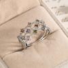 Neue Mode Sterling Silber Ringe Damen Hochzeit Drei Schichten Bunt Zirkonia Luxus Braut Plata Braut